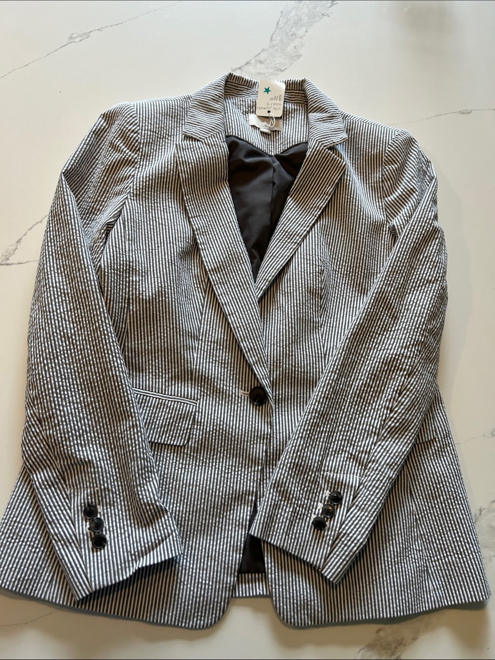 LOFT Black and White Striped Blazer